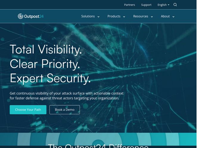The website screenshot for https://www.outpost24.com