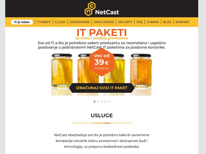 The website screenshot for https://netcast.rs/