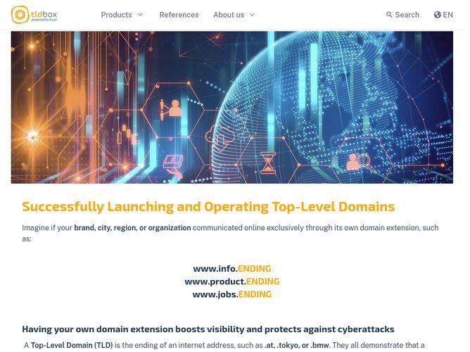 The website screenshot for https://www.nic.at/de/tldbox/tldbox
