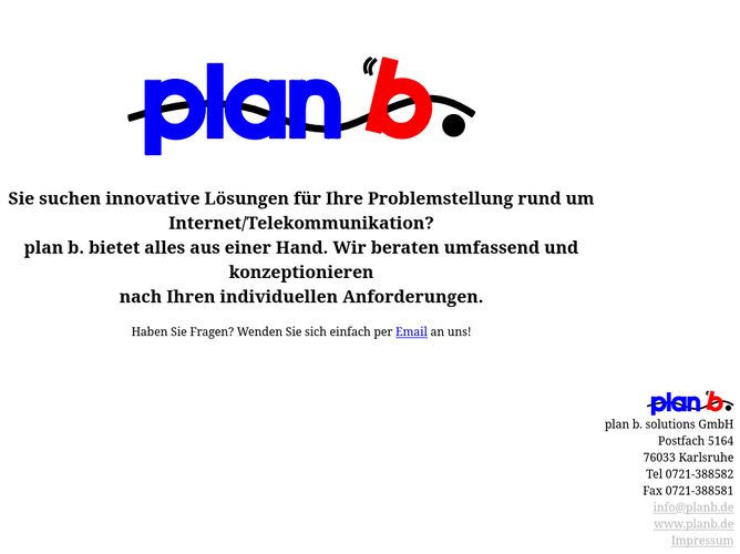 The website screenshot for http://www.planb.de/