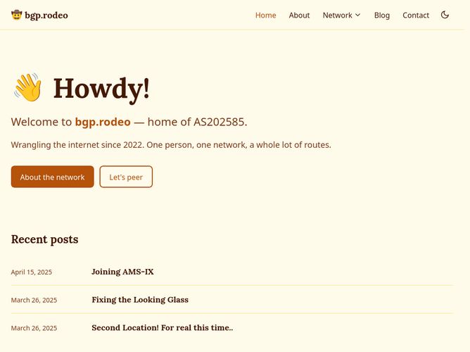 The website screenshot for https://bgp.rodeo