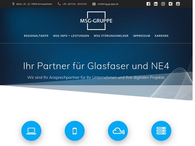 The website screenshot for https://msg-gruppe.de/