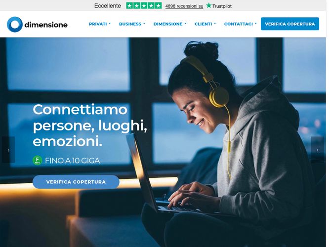 The website screenshot for http://www.dimensione.com