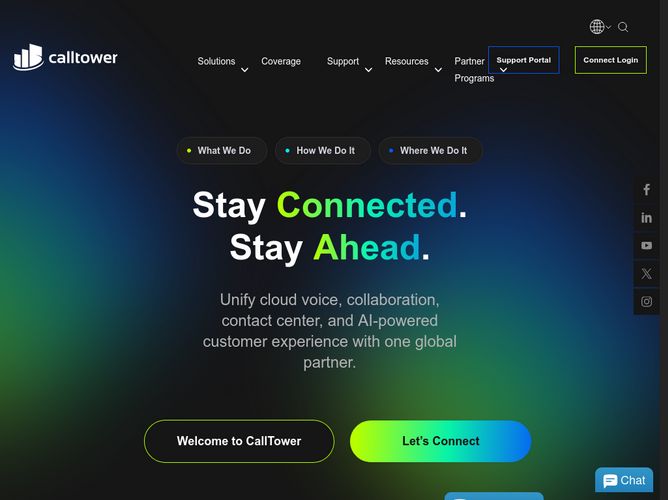 The website screenshot for http://www.calltower.com
