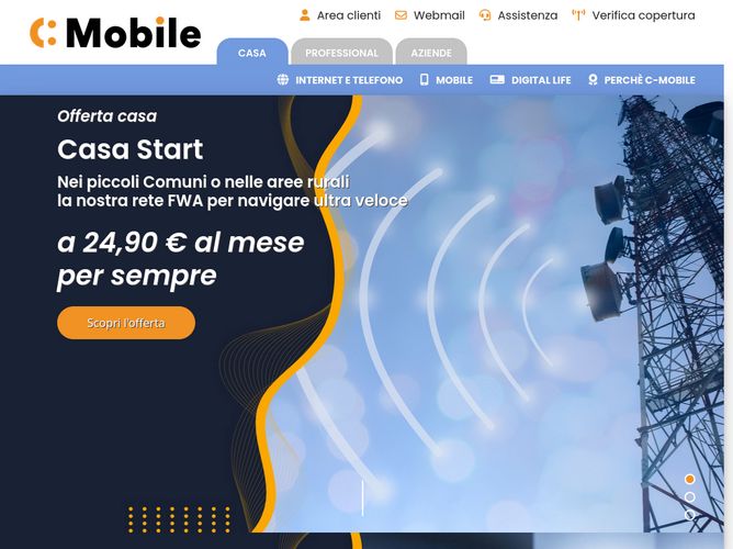 The website screenshot for https://www.c-mobile.it
