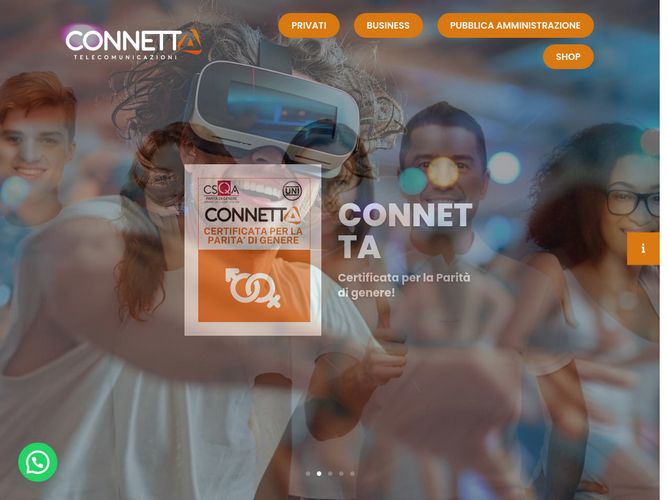 The website screenshot for https://www.connetta.it