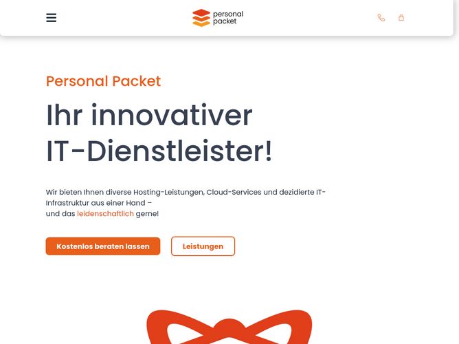 The website screenshot for https://www.personal-packet.com
