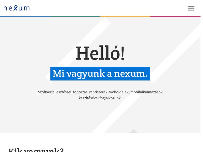 The website screenshot for http://www.nexum.hu