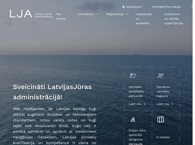 The website screenshot for https://www.lja.lv