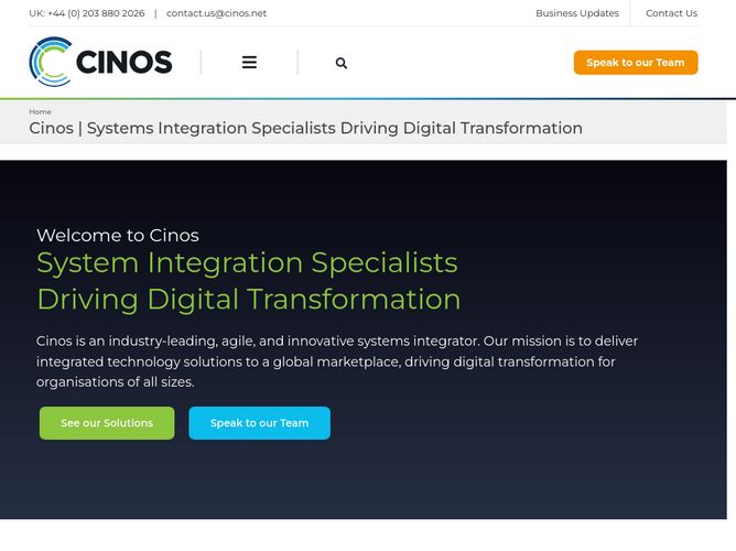 The website screenshot for https://www.cinos.net