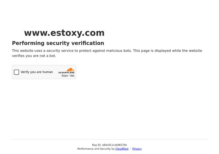 The website screenshot for https://www.estoxy.com/