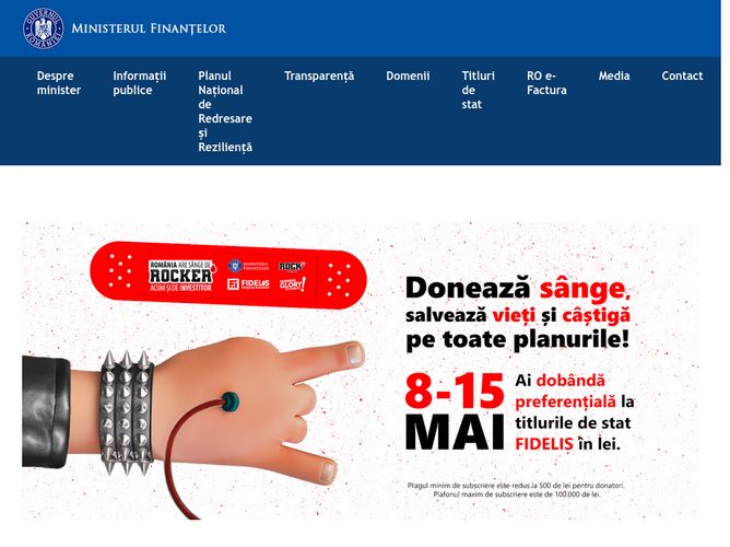The website screenshot for https://mfinante.gov.ro/