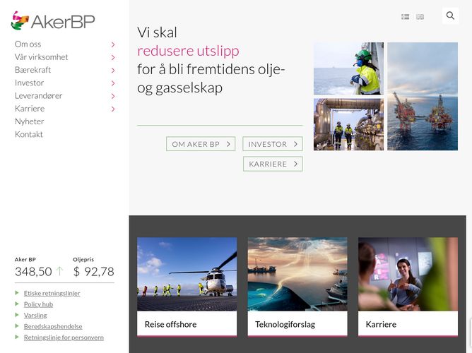 The website screenshot for https://www.akerbp.com/