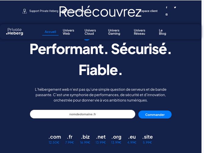 The website screenshot for https://privateheberg.net