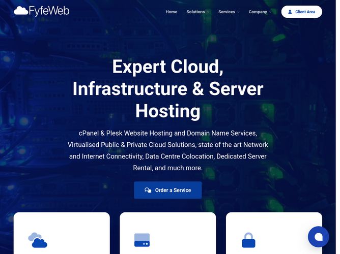 The website screenshot for https://fyfeweb.com
