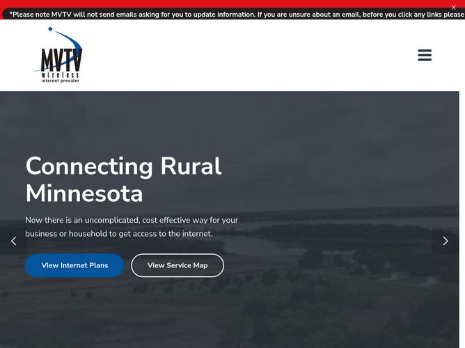 The website screenshot for http://mvtvwireless.com
