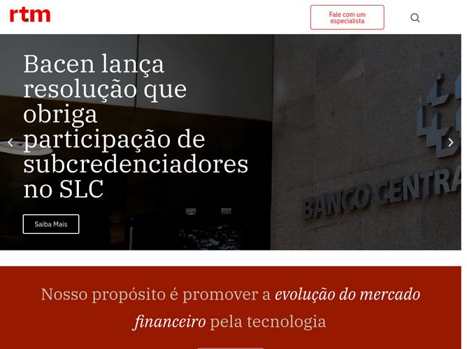The website screenshot for https://rtm.net.br/