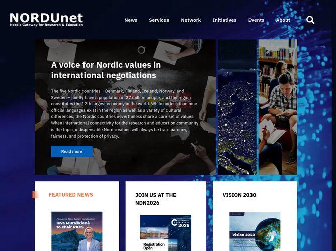 The website screenshot for https://nordu.net/