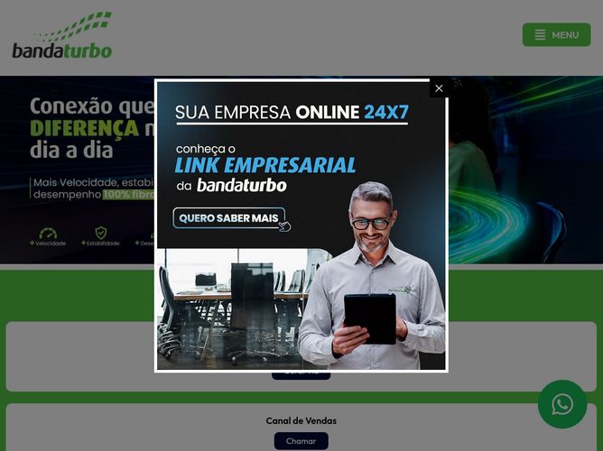 The website screenshot for http://www.bandaturbo.com.br