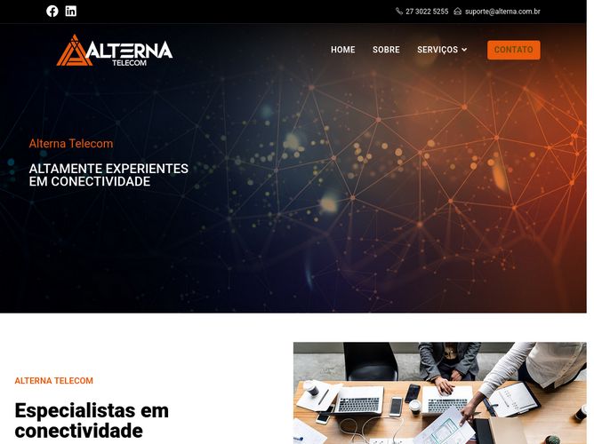 The website screenshot for http://www.alterna.com.br