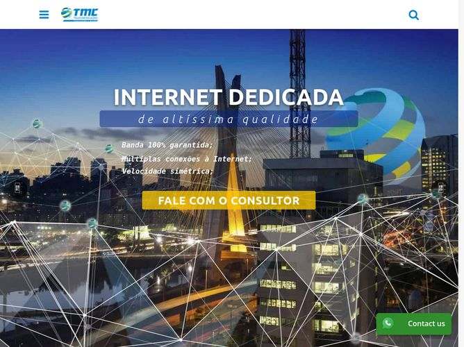 The website screenshot for http://www.tmctelecomunicacoes.com.br