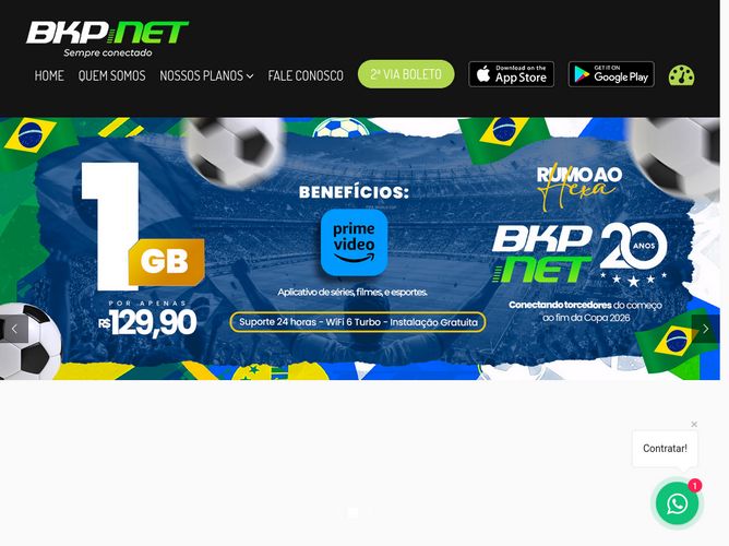 The website screenshot for http://www.bkpnet.com.br