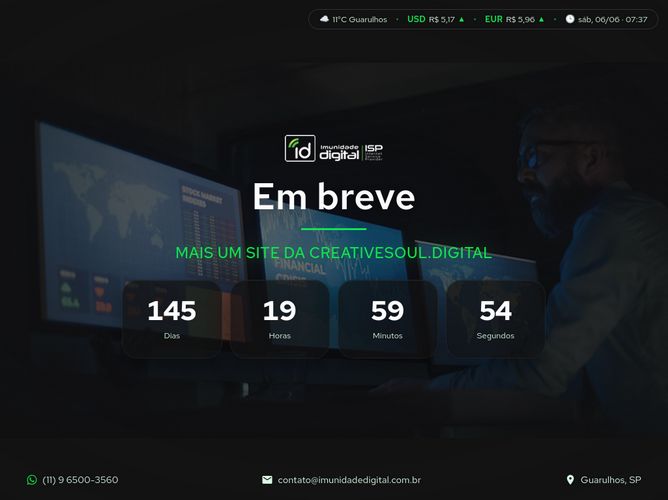 The website screenshot for http://www.imunidadedigital.com.br