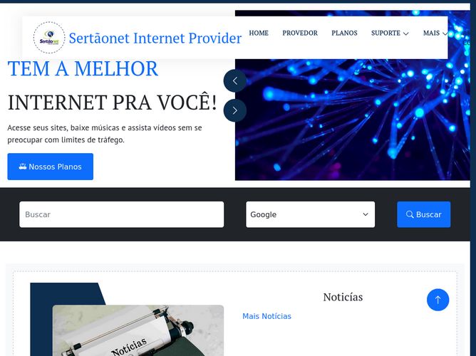 The website screenshot for http://www.sertaonet.net.br