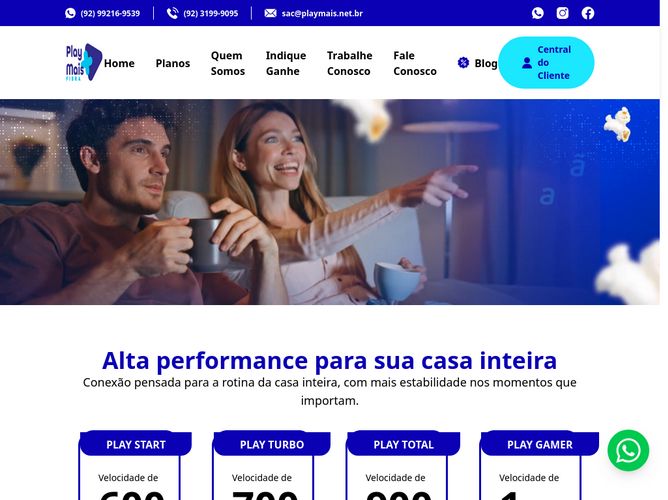The website screenshot for https://playmais.net.br/