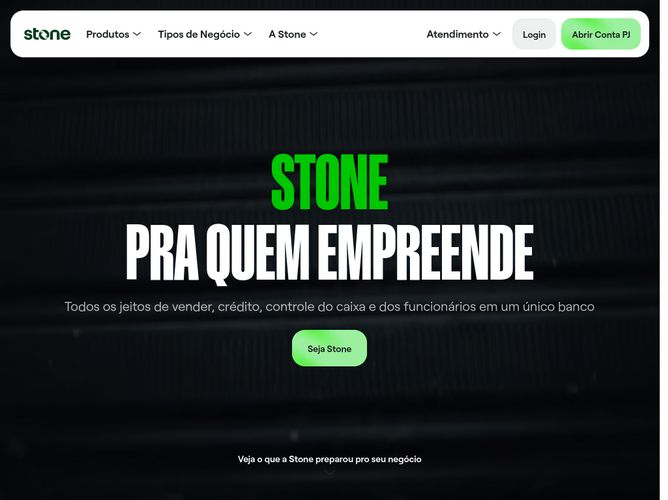 The website screenshot for https://www.stone.com.br