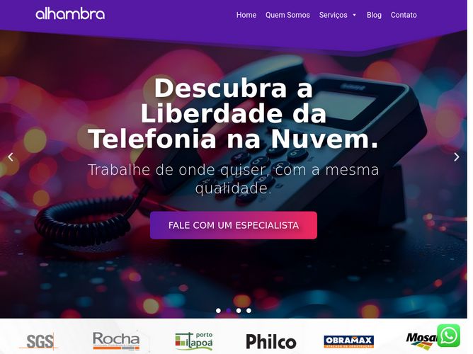 The website screenshot for http://www.alhambrait.com.br