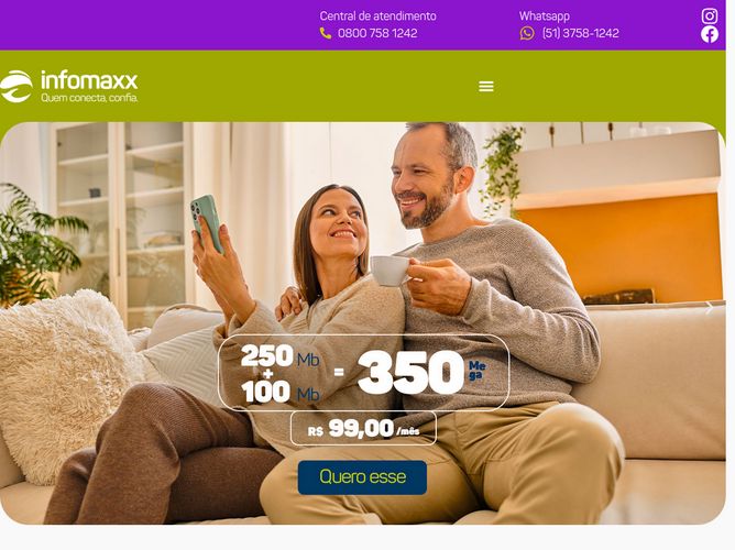 The website screenshot for http://www.lojainfomaxx.com.br