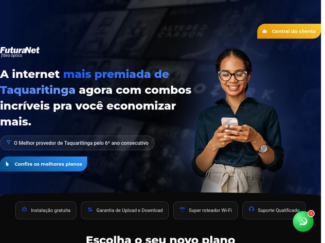 The website screenshot for http://www.futuranet.net.br
