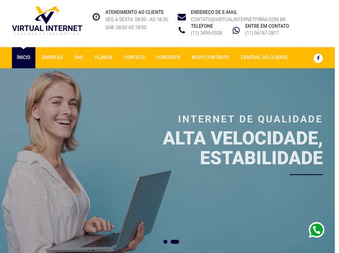 The website screenshot for http://virtualinternetfibra.com.br