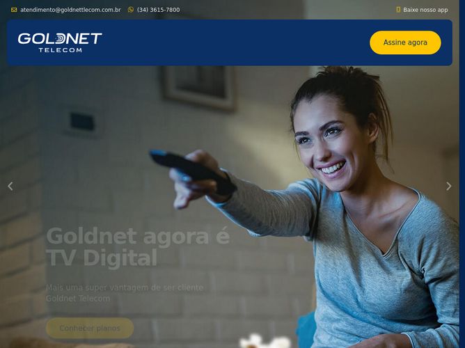 The website screenshot for http://www.goldnettelecom.com.br/