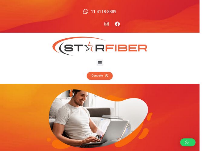 The website screenshot for https://www.starfiber.com.br