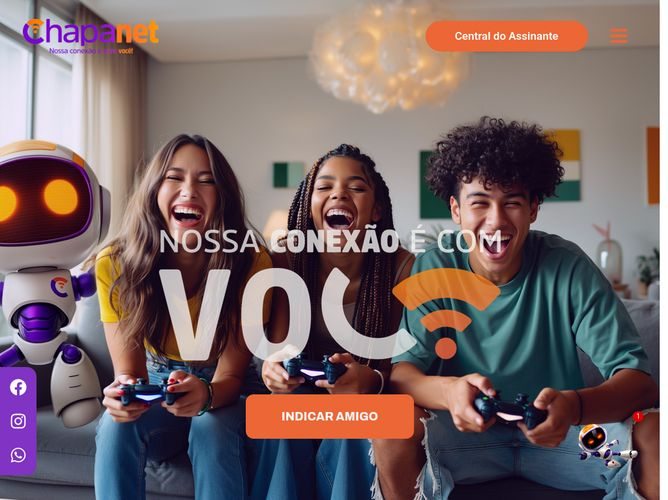 The website screenshot for https://chapanet.com.br/
