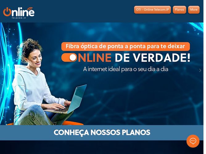 The website screenshot for https://www.onlinetelecomip.com.br/