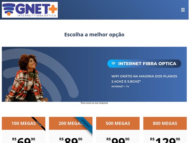 The website screenshot for https://gnetmaistelecom.com.br