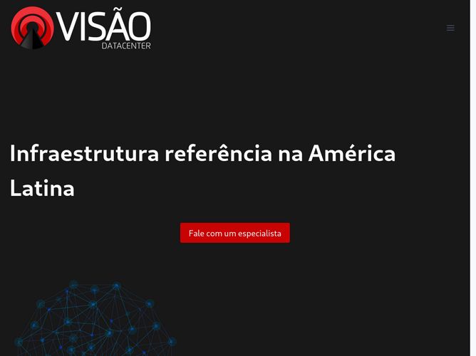 The website screenshot for https://visaodatacenter.com.br/