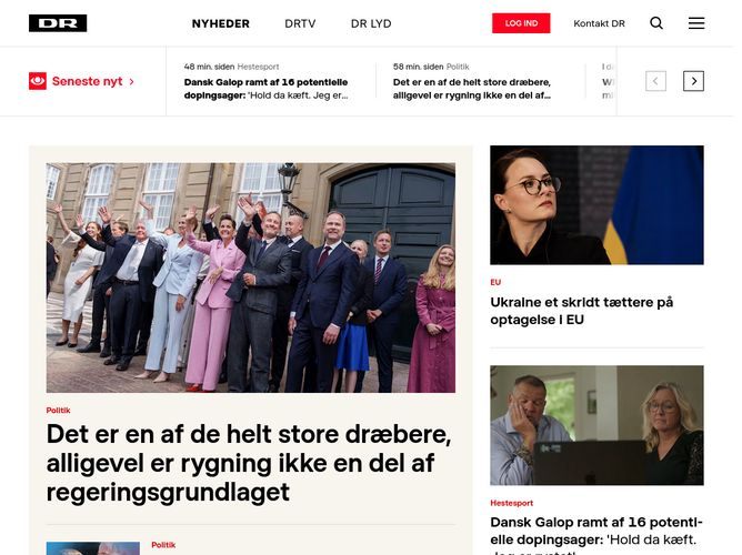 The website screenshot for https://www.dr.dk