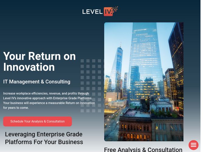 The website screenshot for http://level-iv.com