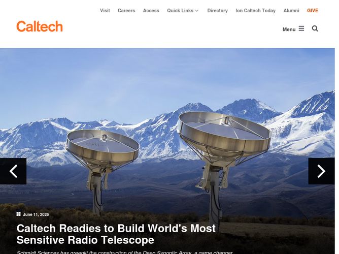 The website screenshot for http://caltech.edu