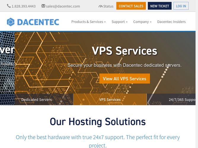 The website screenshot for http://www.dacentec.com