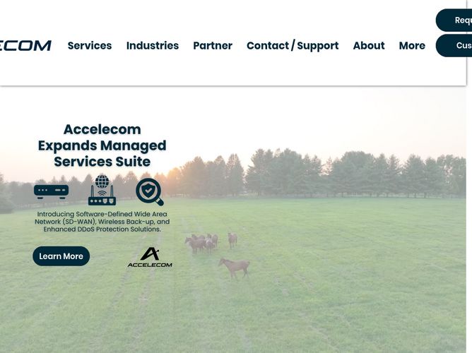 The website screenshot for http://www.accelecom.net