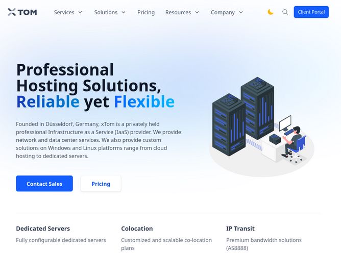 The website screenshot for https://xtom.com/