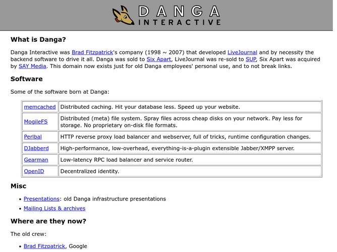 The website screenshot for https://danga.com/