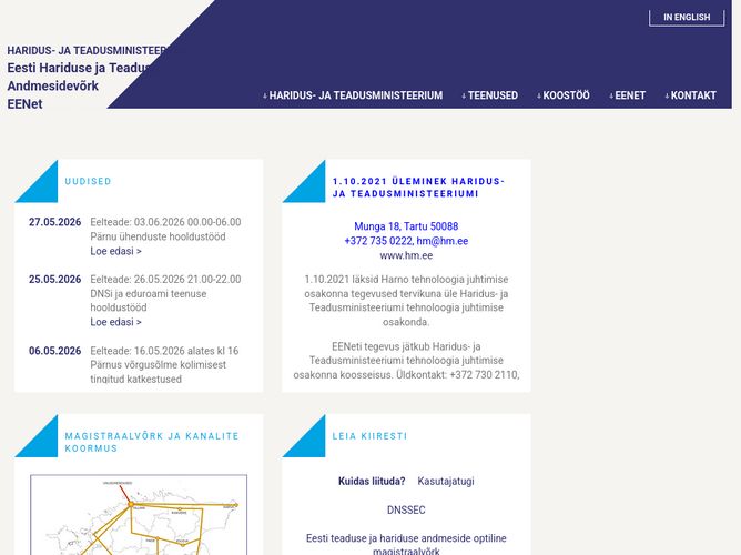 The website screenshot for https://www.eenet.ee