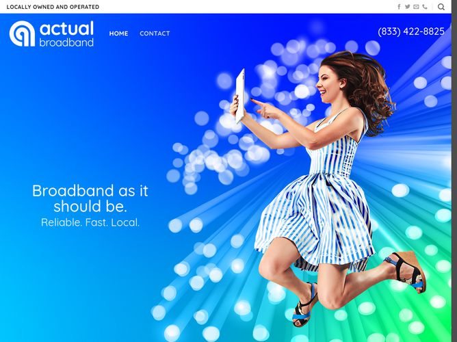 The website screenshot for https://actualbroadband.com