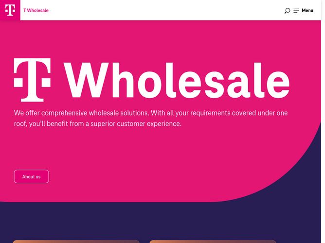 The website screenshot for https://wholesale.telekom.com